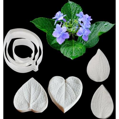 NEW Hydrangea Leaf Flower Veiner Silicone Molds Fondant Sugarcraft Gumpaste Clay Water Paper Cake Decorating Tools CS261
