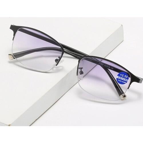 Elbru Anti-blue Light Double Light Reading Glasses Gradient Color Hyperopia and Myopia Dual Purpose Fashion Presbyopic Glasses