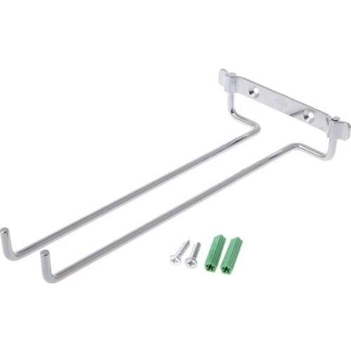 Unilateral Side Hanging Wine Glass Holder Inverted Shelf Under Mounted on Cabinet Glass Storage Metal Hanger Organizer for