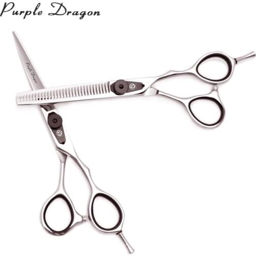 Hairdressing Scissors Purple Dragon 6.0" Japanese Steel Barber Thinning Scissors Shiny Hair Cut Scissors Set Haircut Set 9015
