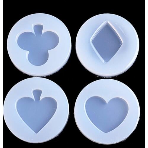 Poker Red peach pieces Spades Plum diy resin decorative craft silicone mold for UV epoxy resin jewelry making scrapbooking tools