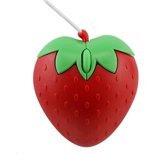 Portable Mini Strawberry Wired Mouse Usb Small Girl Optical Mouse PC Laptop Mice For Office Shape Computer Fruit Gift 1000DPI