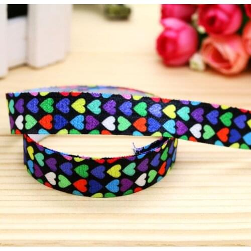 5/8'' Free shipping Fold Elastic FOE heart printed headband headwear hairband diy decoration wholesale OEM P5461
