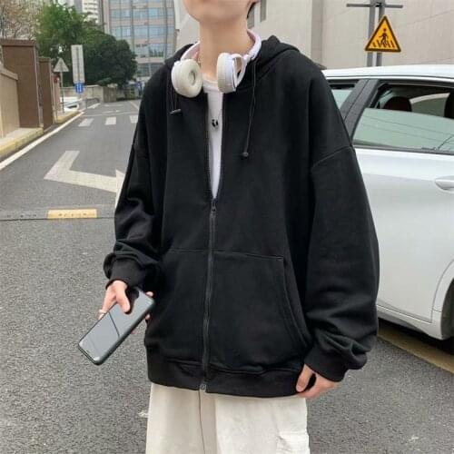 Purple zipper Hoodies Men Sweatshirts Korean Fashion Long Sleeve Harajuku Hooded Pullovers Streetwear Top Fall Mens Clothing