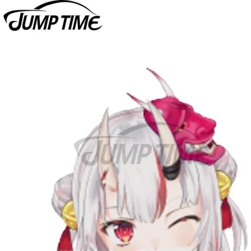 Jump Time 13 x 6.8cm For Nakiri Ayame Peeker Car Stickers Scratch-proof Window Personality Decal Graphics for Vehicle Bumper