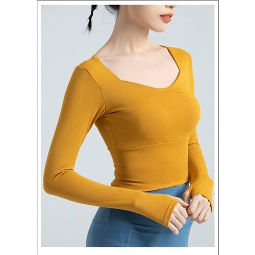 Women Long Sleeve Running Shirts Yoga T-shirts Solid Sports Shirts Quick Dry Fitness Crop Tops Gym Clothing Sport Wear