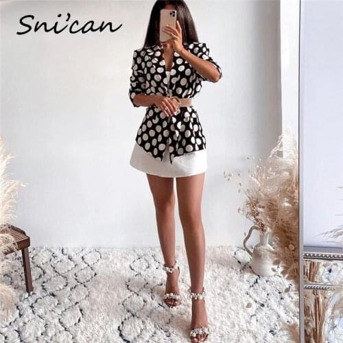 Za Polka Dots Office Ladies Jacket Coat Fashion Women Autumn Spring Suit Blazer Runway Outwear Veste Femme Casaco Feminino 2021