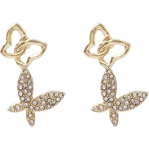 10 pair/lot high quality fashion jewelry metal rhinestone butterfly earrings