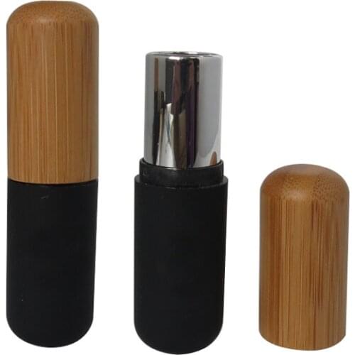 10pcs/lot 12.7mm 5g Plastic Lipstick Tube with Bamboo Cover Cosmetic Lipbalm bottle Refillable Container Makeup Packing Box Tool