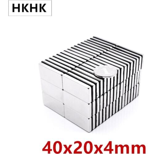 2-50PCS 40x20x4 mm Super Strong Sheet Rare Earth Magnet Thickness 4mm Block Rectangular Neodymium Magnets 40mm x 20mm x 4mm