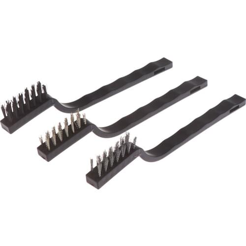 3Pcs Mini Stainless Steel Rust Brush Brass Cleaning Polishing Detail Metal Brush Wire Toothbrush Cleaning Tool Family Kit