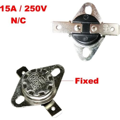 40 45 50 55 60 65 70 75 Degree Celsius 250V 15A KSD301 Bakelite Flat Fixed Normal Closed NC Themostat Temperature Control Switch