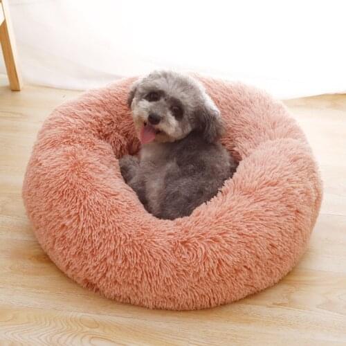 40cm Round Cat Beds House Soft Long Plush Best Pet Dog Bed For Dog Basket Pet Products Cushion Cat Bed Mat Animals Sleeping Sofa