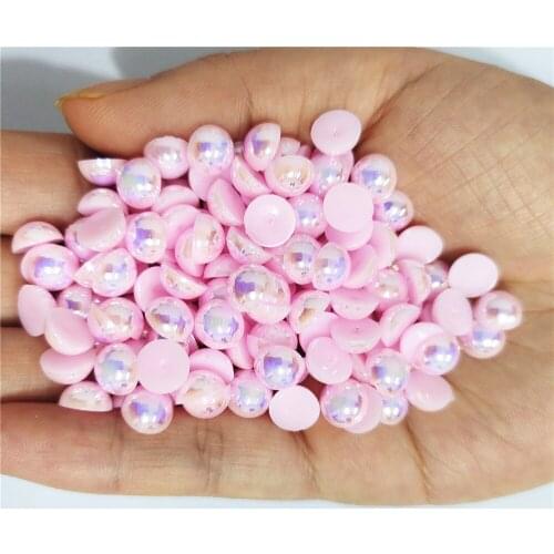 Light pink AB Half Round Pearl Rhinestone Crystal Non Hotfix Flat Back Rhinestones Trim Accessories for Nail Art Rhinestones