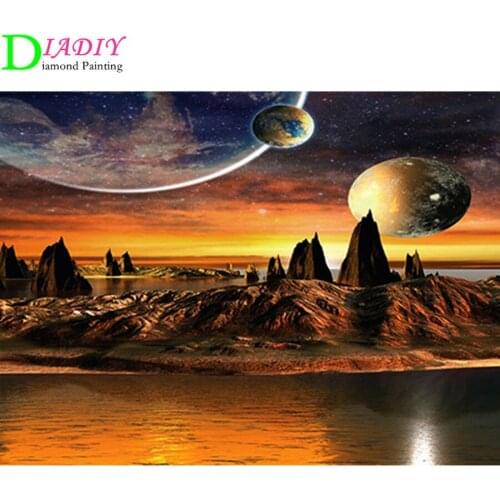 DIADIY Full Square Diamond Painting Space 5D DIY Mosaic Diamond Embroidery Landscape Cross Stitch Kit Home Decor