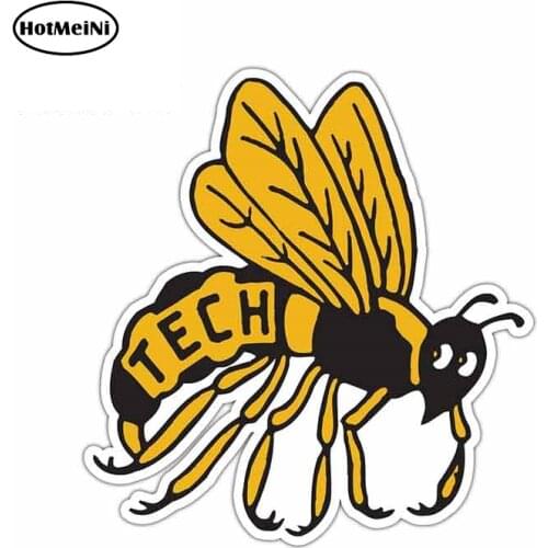 HotMeiNi 13cm x 12.7cm Car Funny Stickers and Decals for Georgia Tech Yellow Jackets Bee Graphics Vinyl Cartoon Car Decor