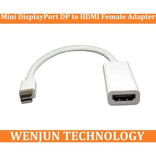 Free Shipping Mini DisplayPort DP to HDMI Female Adapter Audio Video Cable For MacBook White
