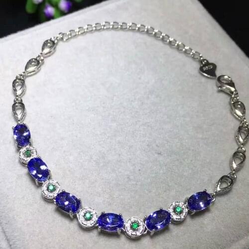 Natural blue tanzanite stone Bracelet Natural gemstone bracelet 925 sterling silver fashion Elegant round women party jewelry