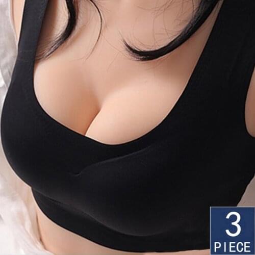 3pcs Seamless Push Up Bra Wire Free Underwear Bras For Women Padded Sexy Everyday Active Vest Tops Female Brassiere
