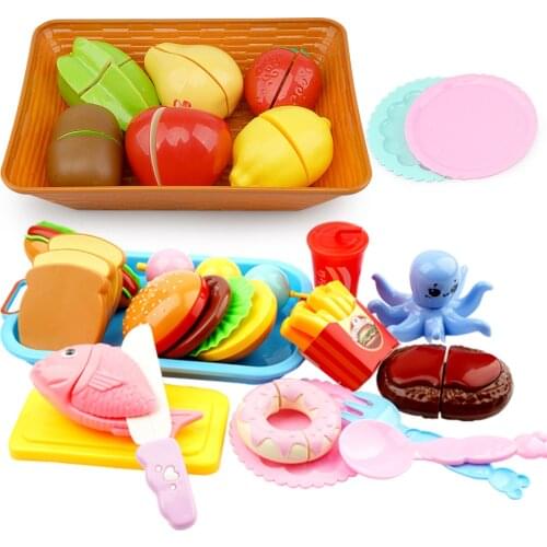 12PCS Children Play House Toy Cut Fruit Plastic Vegetables Kitchen Baby Classic Kids Toys Pretend Playset Educational Toys
