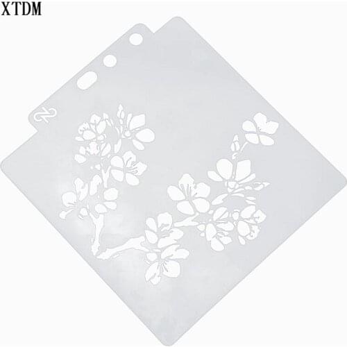 Two flowers plastic mold shield DIY cake scrapbook stencils hollow Embellishments printing lace ruler Valentines Day