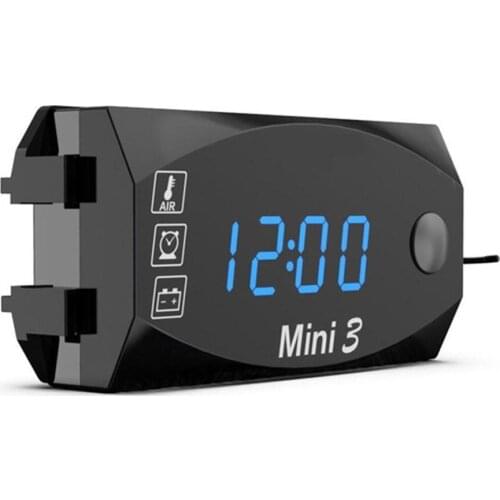 Electronic Clock 3 In 1 Universal Mini LED Motorcycle Electronic Clock Thermometer Voltmeter Display Motorbike Car Accessories