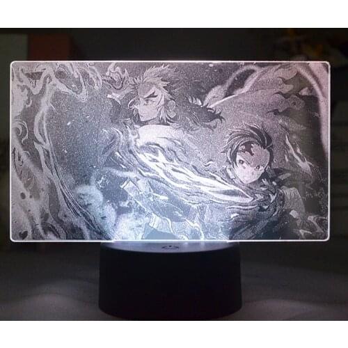 Kimetsu No Yaiba Inosuke Tanjirou Figure Acrylic LED Night Light Manga Color Demon Slayer Anime 3d Light Demon Slayer Gifts