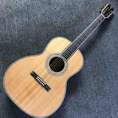 Custom Abalone Binding Classical Acoustic Guitar Handmade Solid Cedar Top OOO 42 Body Style Acoustic