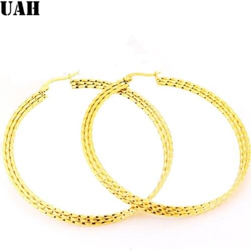 UAH Trendy Large Hoop Earrings Big Smooth Circle Earrings Basketball Brincos Celebrity Brand Loop Earrings for Women Jewelry
