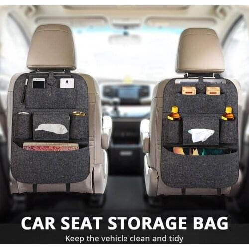New Car Seat Storage Bag Back Seat Organizer Box Pad Cups Drink Holder Fabric Child Anti-kick Car Accessories Car Decoration