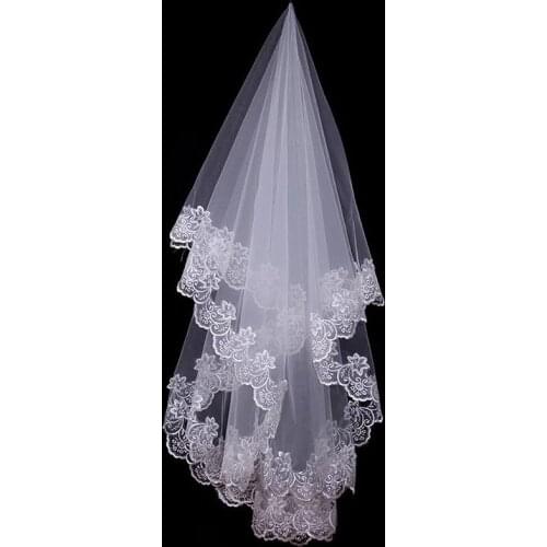 One Layer Bridal Veil Appliques Lace Edge Originally Hot Wedding Accessories Short Wedding Veil White Ivory