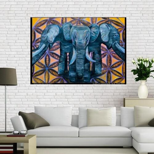 Custom Colourful Elephant Canvas Painting Wall Silk Poster cloth print DIY Fabric Poster Best gift Poster Wall Art Home Decor