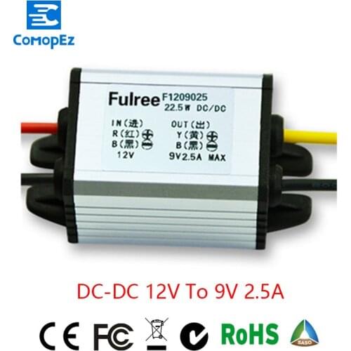 Power Supply Converter DC for Car DC/DC Step Down Converter 12V to 9V 2A Waterproof Cart Voltage Power Supply Charging Adapter