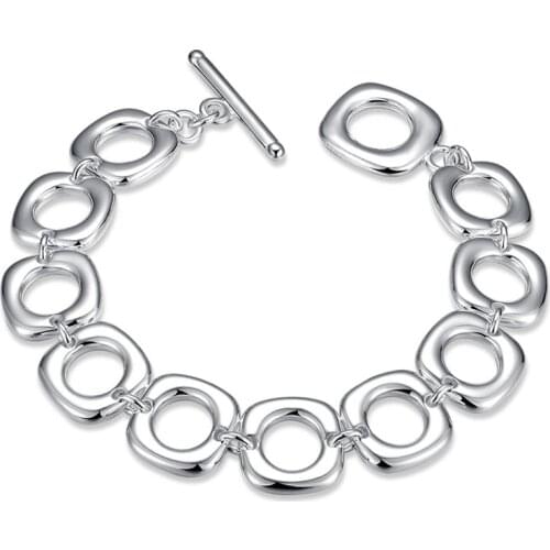 BABYLLNT 925 Silver Square Round Circle Popular Chain Bracelet For Woman Men Charm Wedding Engagement Fashion Party Jewelry Gift