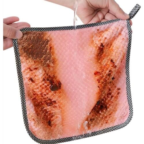 Dish cloth non-oily kitchen cleaning cloth tablecloth absorbent multifunctional scouring pad microfiber cloth kitchen towel