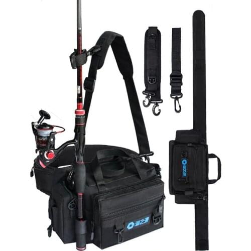 Spinning Fishing Rod Holder Bag Sports Waist Pack Fishing Lures Tackle Gear Storage Bag Single Shoulder Crossbody Bags
