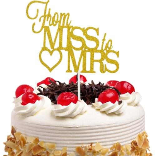 Cake Topper Flags Glitter Paper Mariage Decoration From Miss To Mrs Cupcake Topper Wedding Bride Groom Party Baking DIY Xmas New