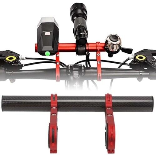 20CM Carbon Tube Bicycle Handlebar Extender Double Clamp Alloy Bracket Bike Computer Odometer Headlight Mount Bar Stand