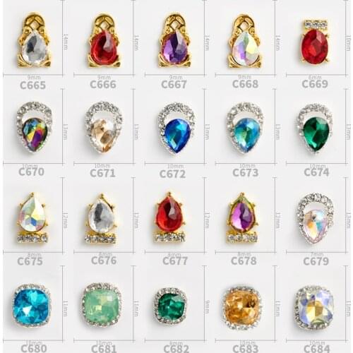 High Quality 20pcs/lot New Illusion Flame Drill Drop Metal Edging Alloy Rhinestone 3D Charm DIY Nail Decoration