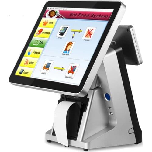 High quality pos point of sale system 15'' Capacitive Touch Screen Display Lcd Panel Pos System With Customer Display