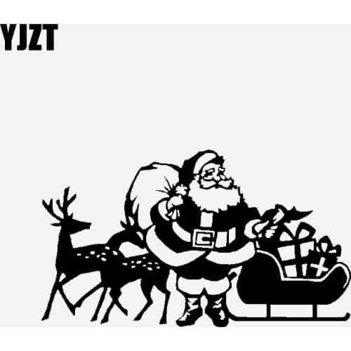 YJZT 17.8CM*10.2CM Christmas Idea Car Sticker Vinyl Decal Santa Claus For Gifts Black/Silver C23-0321