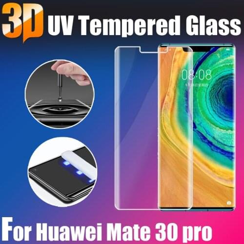 Full Glue Screen Protectors Coverage For Huawei Mate 20 30 40 pro UV Tempered Glass film For Huawei P30 P40 pro UV Liquid Curved