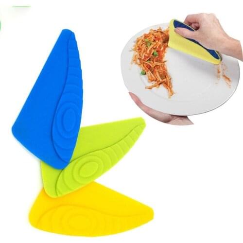 1PC Practical Dishwashing Silicone Scraper Dishes Bowls Food Oil Cleaning Scraper Kitchen Cleaning Tools Random Color QA 114