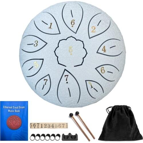 11 Tone Steel Tongue Drum 6 inch Percussion Musical for Beginner Children with Carrying Bag Drumsticks Sticker Hand Pan Drum