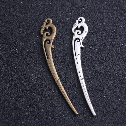 2PCS 14*92mm Metal Alloy Two Color Hair Clasp Charms Pendants for Jewelry Making DIY Handmade Craft