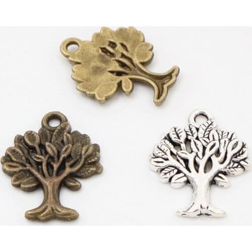22x17mm 15pcs Antique Silver Plated and Bronze Plated Tree Style Handmade Charms Pendant:DIY for bracelet necklace