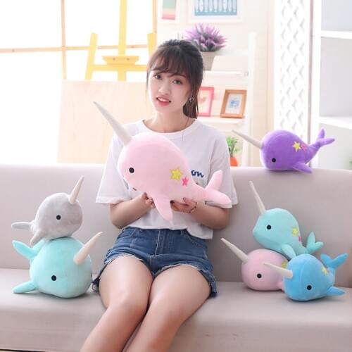 25cm/35cm Kawaii Narwhal Plush Toy Soft Whale Stuffed Cartoon Animal Doll Girls Appease Toys Children Birthday Christmas Gifts