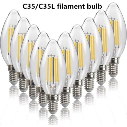 40pcs/lot 4W C35L E14 Led Filament COB light Decorative Led Lights AC220-240V C35 COB Edison Bulb 6W LED for Chandelier Lighting