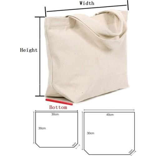 50pcs/lot 2 Size White/black Blank pattern Canvas Shopping Bags Eco Reusable Foldable Shoulder Bag Handbag Tote Cotton Tote Bag