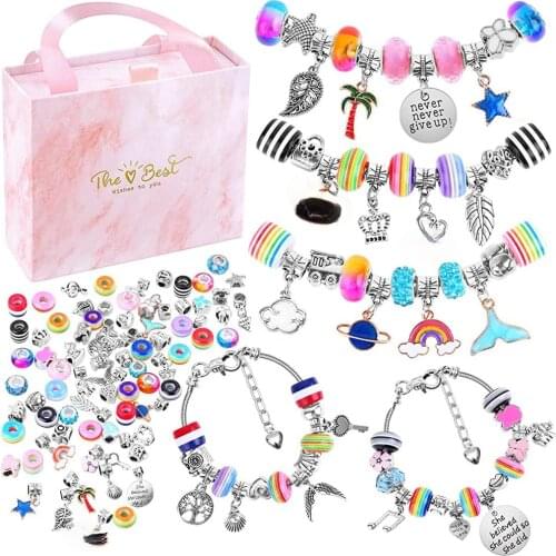 85pcs Childrens Crystal Bead Drop Glass Bracelets Diy Handmade Jewelry Womens Gift Bead Bracelet Making Kit with Gift Box